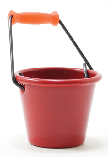 Dollhouse Miniature Red Bucket, 1 Pc